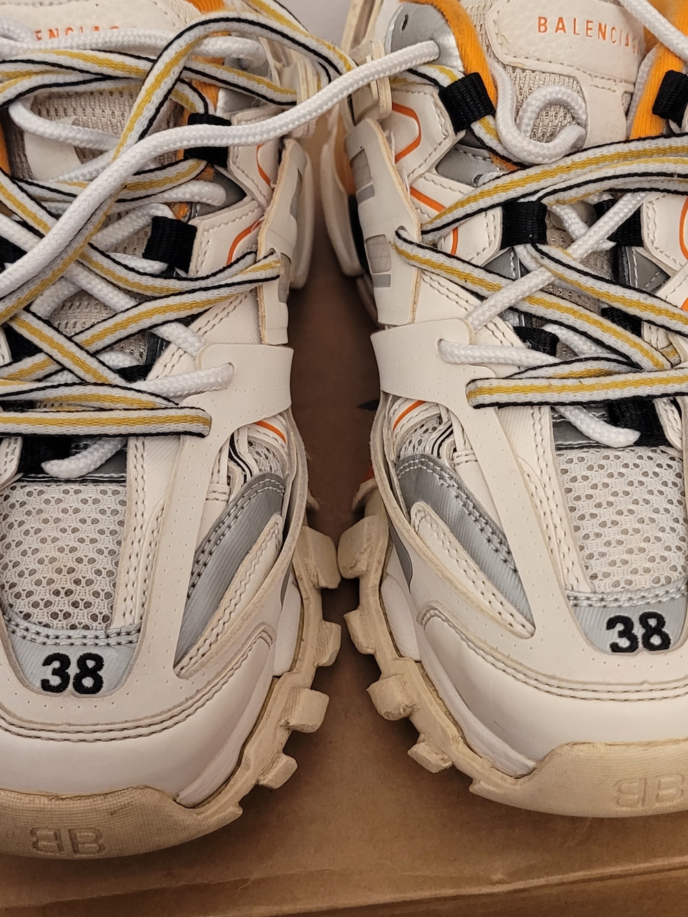 Pre Loved Balenciaga Cream & Orange   Track 1  Sneakers Size 38 ( W 7.5)